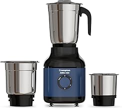 Crompton Ameo 500W Mixer Grinder with Powertron Motor & Motor Vent-X Technology, Robust design (3 Stainless Steel Jars, Blue and Black)