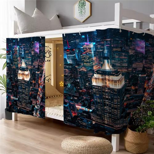 Treer Occultant Rideau de Lit Modèle, Rideau Lit Mezzanine Etudiants, Rideau Occultant & Auvent pour Lit Superposé, pour Lits Maison et Dortoir (1,5 MX 2 M (2...