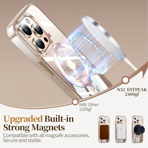 Image of ESTPEAK CD Mag-Stand Case for iPhone 15 Pro Case with Invisible Magnetic Ring, [Compatible with MagSafe] [Never Yellowing] Top Clear Phone Case Cover for iPhone 15 Pro 6.1 inch Men Women, Clear