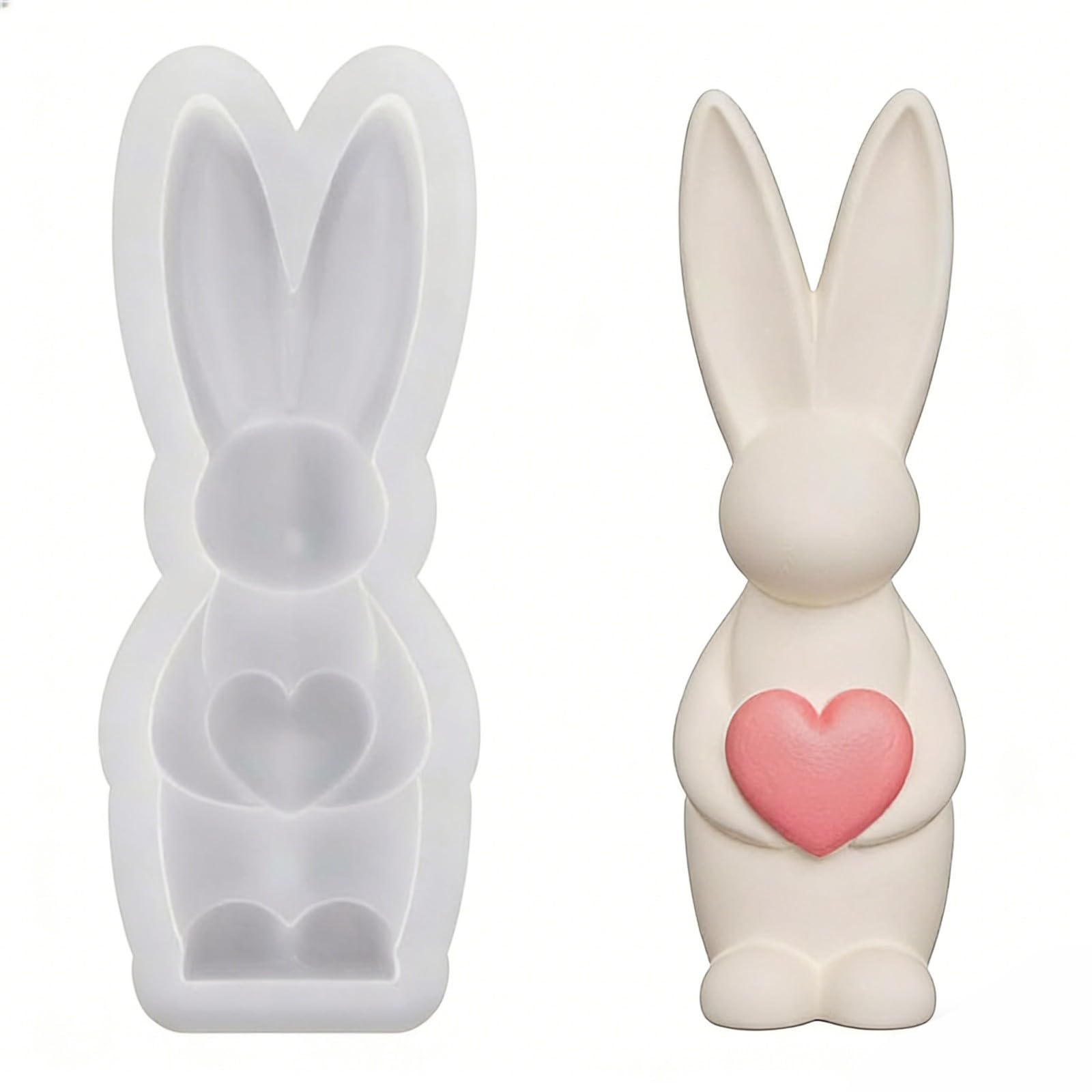 PANGBOER Food Safe Silicone Easter Mold, Eggs Hare Design Soap Mold for Resin Casting Gypsum Cement Lagomorph Figurine Cast