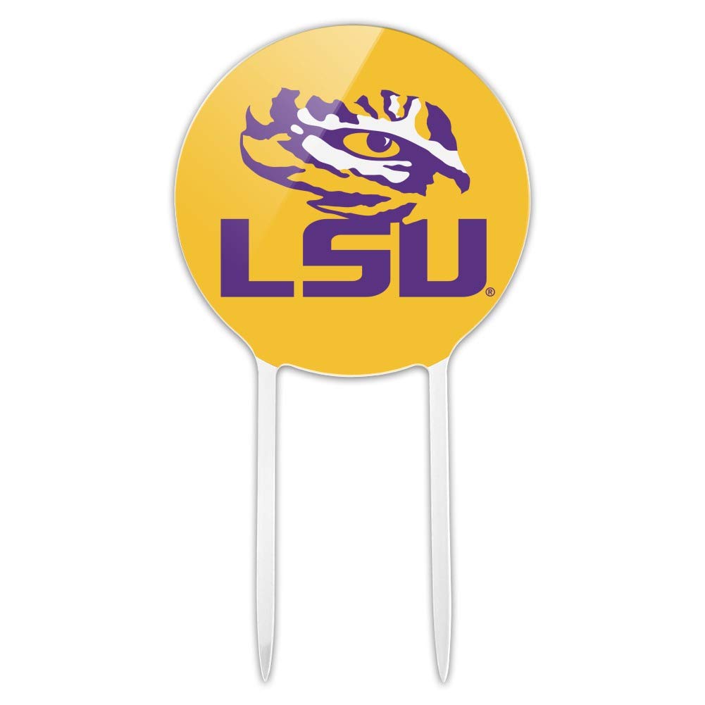 Acrylic LSU Tiger Eye on Yellow Cake Topper Party Decoration for Wedding Anniversary Birthday Graduation