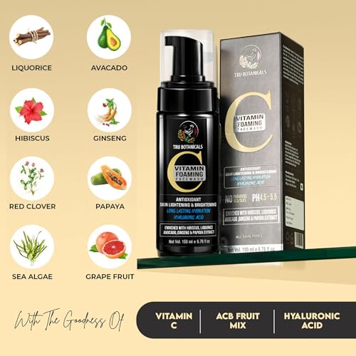 Image of Vitamin C Face Wash & De-Tan Scrub Combo | Hyaluronic Acid, Niacinamide, Glycolic Acid & Kojic Acid | Tan Removal, Pimple Marks, Dark Spots, Blackheads, Oil & Dirt Removal | Soap-Free | Sulphate & Paraben Free | Face & Body | Men & Women | 150 ml + 100 g