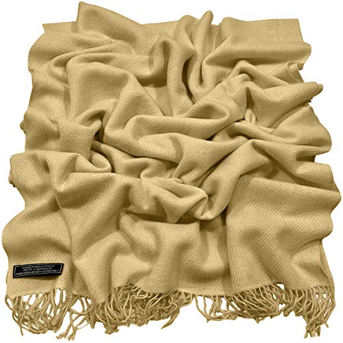 CJ Apparel Dark Cream 100% Cashmere Shawl Pashmina Scarf Wrap Stole Head Wrap Hand Made in Nepal New3