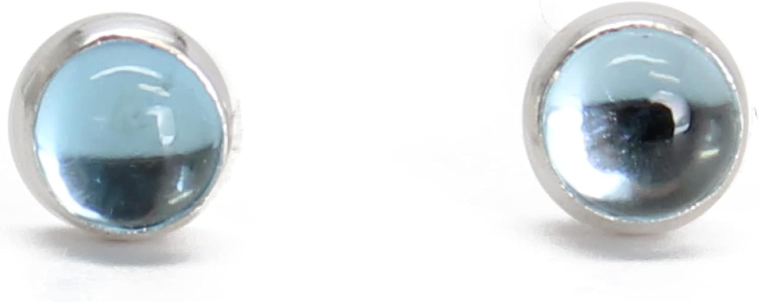 Tiny 3mm Gemstone Stud Earrings for Women and Girls, Round Bezel 925 Sterling Silver
