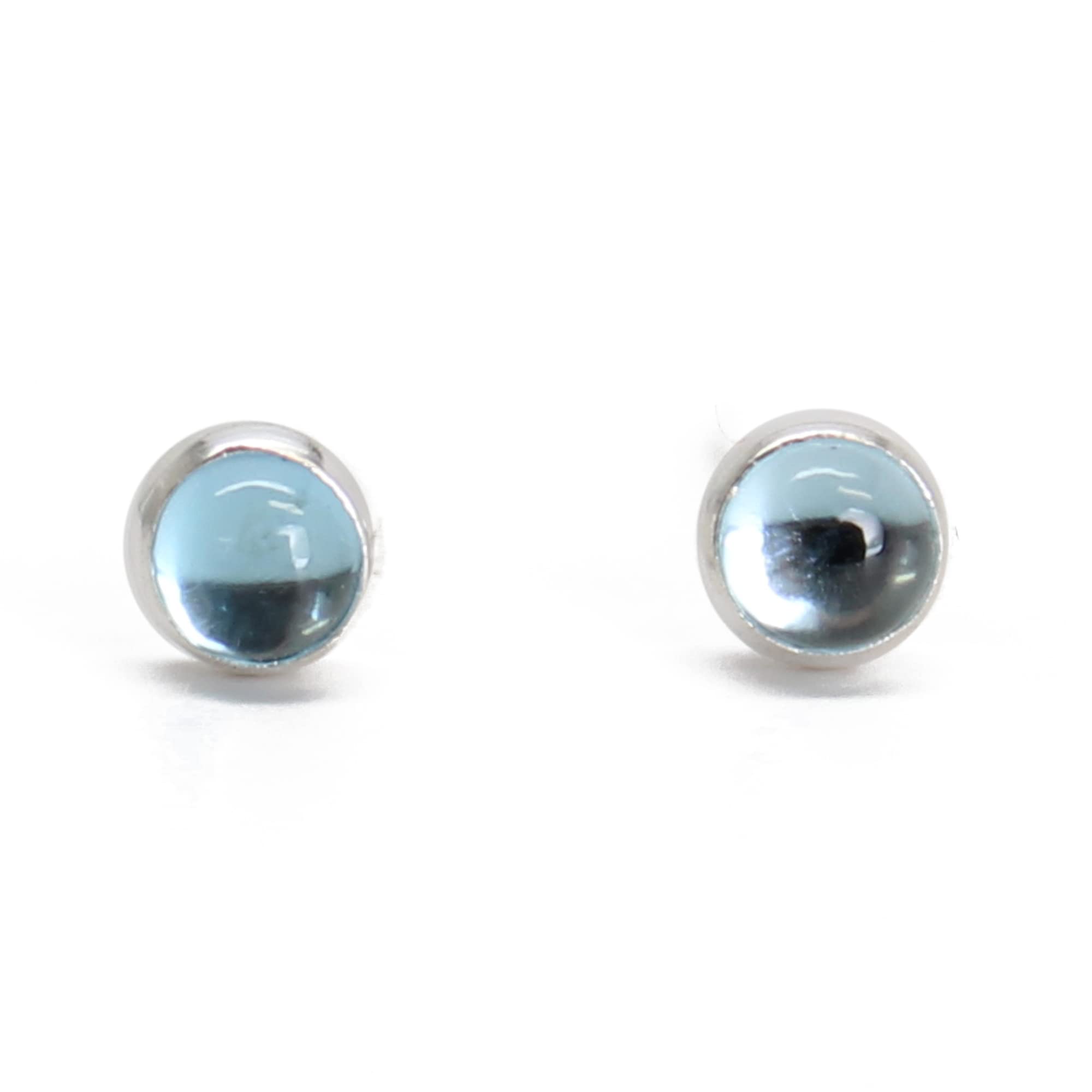 Tiny 3mm Gemstone Stud Earrings for Women and Girls, Round Bezel 925 Sterling Silver