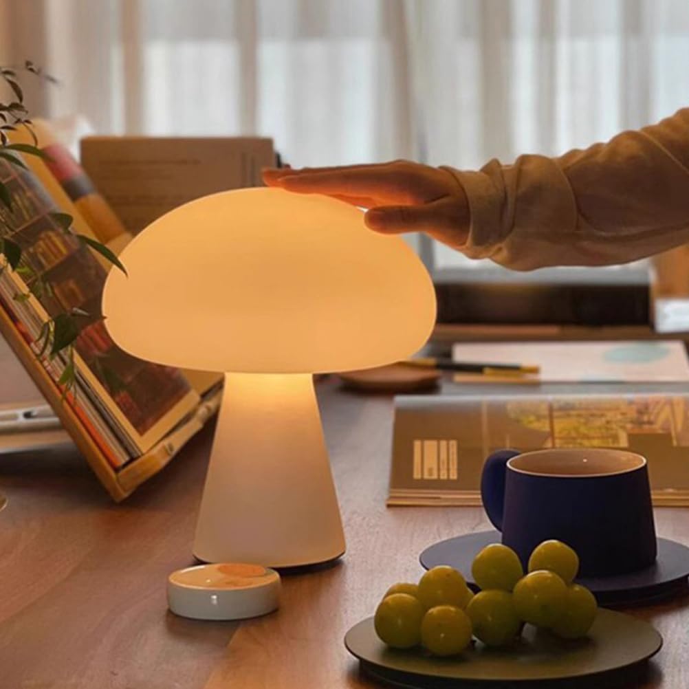 AoLa LED Pilz Lampe Pilz Tischlampe mit Schalter und Stecker Moderne 3 Farben 3000K/4000K/6000K lnnen Tischleuchte Weiß Mushroom Lampe Nachttischlampe Deko Nachtlicht für Schlafzimmer Restaurant