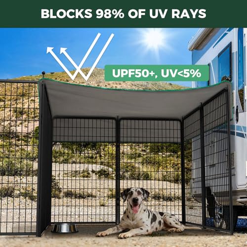 Image of FXW Rollick Unleashed Dog Playpen for Indoor, Yard, RV Camping, 50 inch 16 Panels Dog Pen with Sun Shade for Large Dogs, Black│Patented