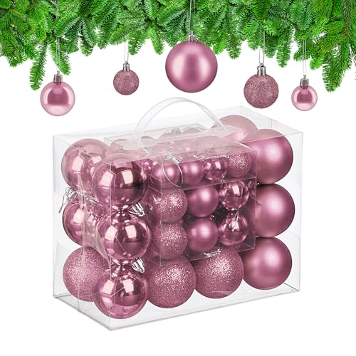 Relaxdays Weihnachtskugeln im 50er Set, Kunststoff, glitzernde, Matte,...