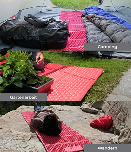 AceCamp® Faltbare Thermomatte Isomatte Outdoor Camping Ultraleicht [186x56cm - Rot] - Wasserdicht leicht & kompakt - Faltbare Yogamatte reise - Strandmatte gepolstert faltbar - Isomatte Schaumstoff