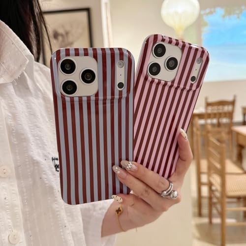 Coque iPhone 14 et 13 rayures marron foncé vertical protection 6.1 pouces