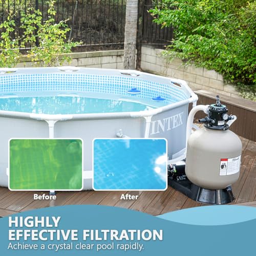 Image of XtremepowerUS 19 inch Sand Filter Pump System for Above Ground Swimming Pool Self-Priming Pool Pump Multi-Port Valve, Strainer Basket 2,400-4,500 GPH, Up to 18,000 Gallons