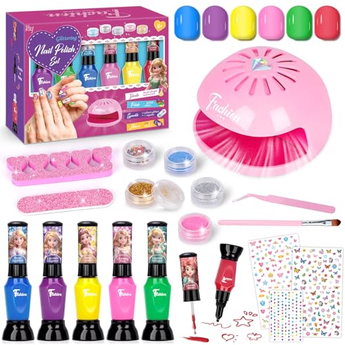 Vernis Enfant, Cadeau Fille 6 7 8 9 10 Ans Vernis Enfant à L'eau, 6 Couleurs Non Toxique Peel-off Pailleté Vernis à Ongles, Créative Activité Jouet Enfants 5-12 Ans...