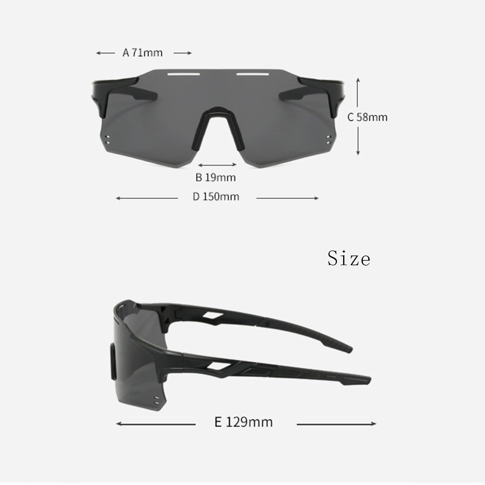 Occhiali da sole sportivi per uomo e donna, protezione UV400, per corsa, ciclismo, baseball, pesca, uso all'aperto (nero, oro)