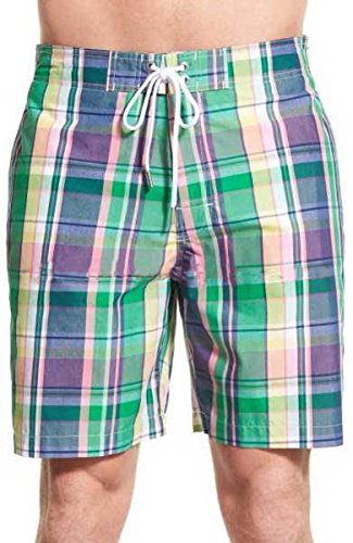 Southern Tide Mens Plaid Swim Trunks (Bright Green, XX-Large) - Main Image