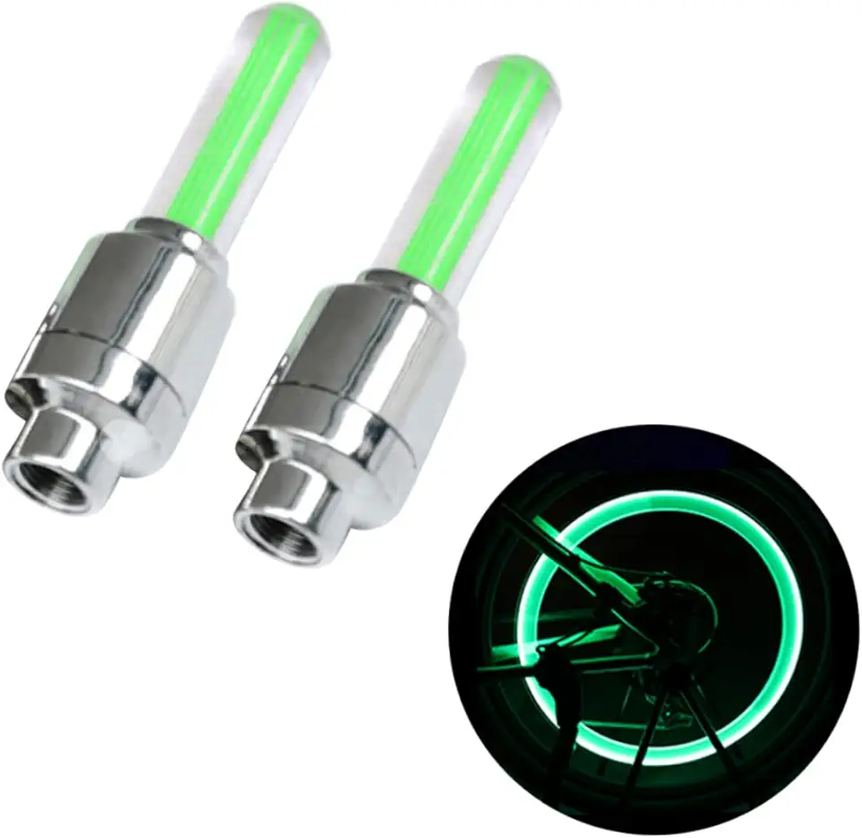 INOOMP 2 Unidades Luzes de Válvula de Bicicleta LED, Tampas de Carro, Luz do Flash para Pneu e Núcleo da Válvula