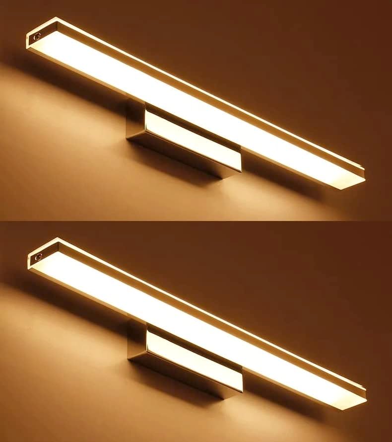 Groeien Pack of 2 Bathroom Vanity Lights 18 Inch 15W Lighting Fixtures Black Modern Bathroom Bedroom Wall Lighting for Mirror(Warm White) (2)