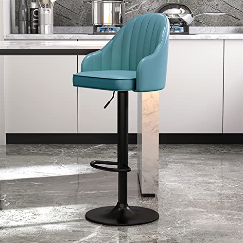 Juego de 2 taburetes de bar giratorios de piel sintética con respaldo ajustable, sillas de altura de mostrador para isla de cocina, bares, bistrós y restaurantes, patas de metal negro para un estilo