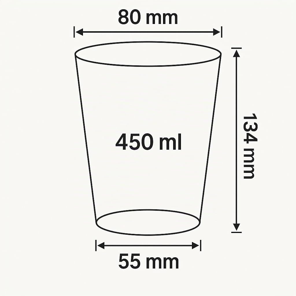Sanjoma Chemical Solution Vasos Combicocktail 500 unidades - 13,4cm de altura y capacidad de 450ml - Pack vasos Reutilizables(25 lavados) - Material Polipropileno