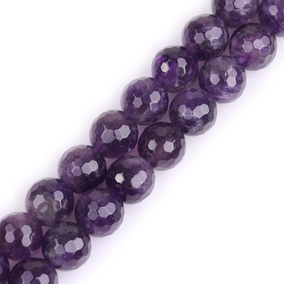 Gem-Inside 10mm Natural Purple Amethyst Quartz Genuine Crystal Gemstone Faceted Spacer Beads for Jewelry Making Strand 15'' — image 1