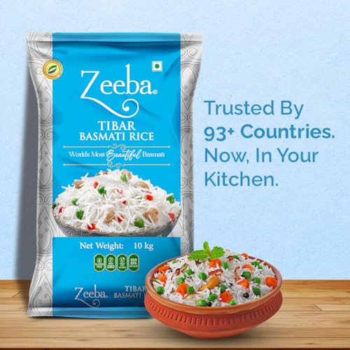 Image of Zeeba Tibar Basmati Rice 10 Kg, For Daily Home Cooking (Cooked length upto 18mm*)