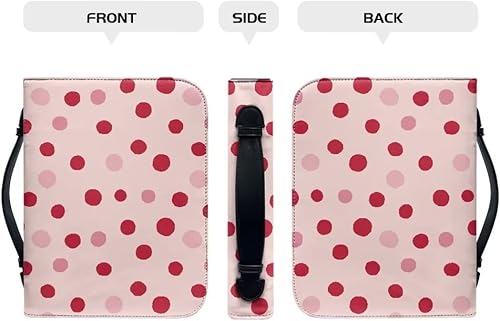 Miniatura 3 de Funda de cuero para la Biblia para hombres, funda de Biblia con patrón de bola roja, bolsa grande para la Biblia con asa bolsa de mano para la