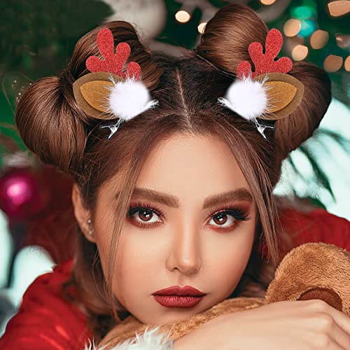 Boobeen Christmas Hair Clip - 2 Pairs Cute Reindeer Antlers Ears Hair Accessory Antlers Headdress Hairpin For Christmas Party #TOP3