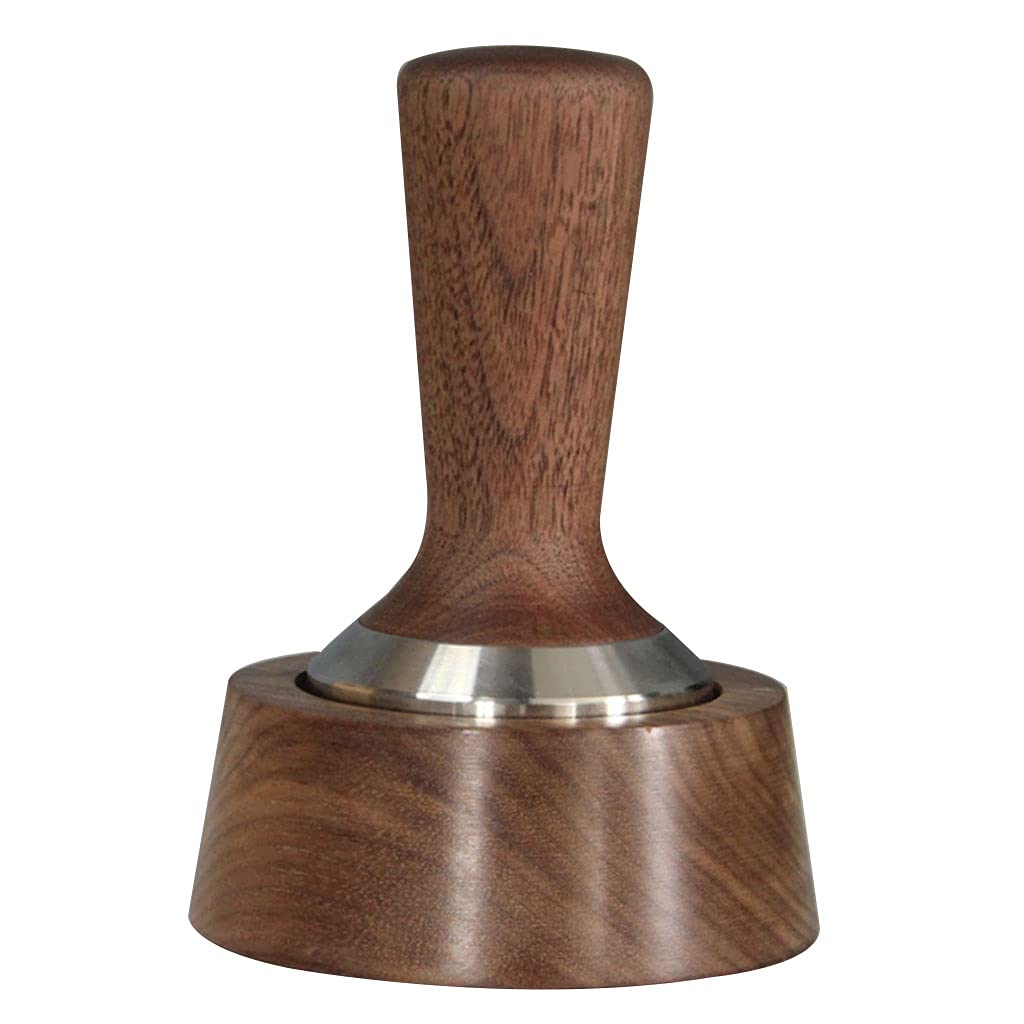 PANGBOER Tappetino per caffè espresso in vero legno, in acciaio inox, con martello in polvere pressata rimovibile