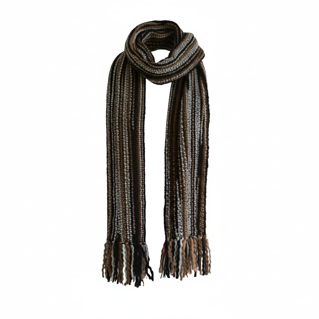 Tumia LAC - Bufanda Extra Larga y Gruesa a Rayas - Hecha a Mano y Muy cálida - Unisex