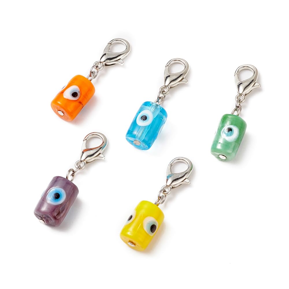 VIE Evil Eye Lampwork Column Keychain, Assorted Colour