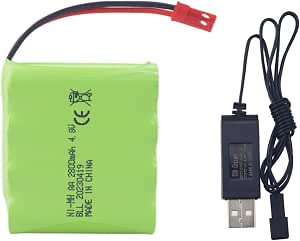 Batterie Rechargeable 4.8V 2800mAh Pour RC – Fiche SM-2P + Câble USB – Compatible SY-E511, E562, TD141 Et Plus