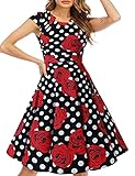 Homrain Women's 1950s Retro Vintage A-Line Cap Sleeve Cocktail Swing Party Dress