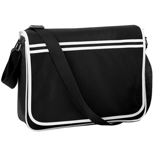 Bagbase - Malet�n bandolera ajustable modelo Retro (12 a�os) (Talla �nica/Blanco/Negro)