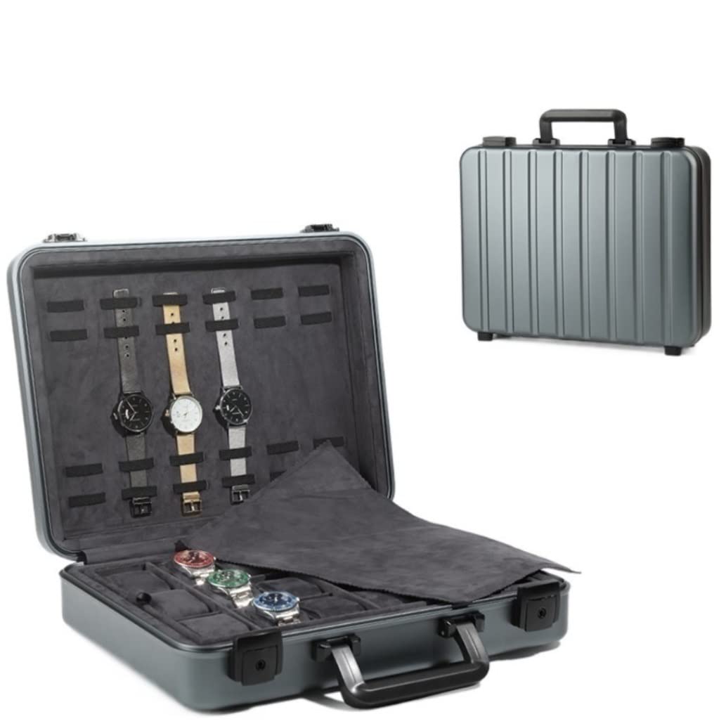 Uhrenkoffer Uhrenrolle Uhrenbox Uhrenschatulle Aluminium-Uhrentragetasche, Tragbare Uhrenbox, Schmuckschatulle Mit Schloss, Ausstellungsbox, Große Kapazität Uhrenetui Uhren Aufbewahrungsbox ( Color :