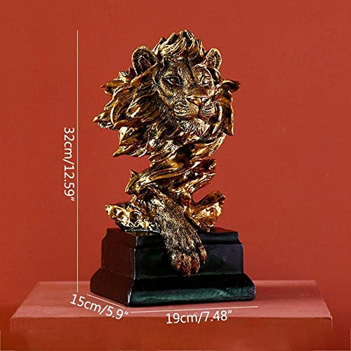 Statue de lion en résine moderne dorée pour décoration de table - 2