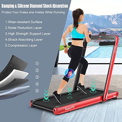 Image of GYMAX Walking Pad, 4.75HP Under Desk Treadmill with LED Touch Screen, App Control, Built-in Speaker & Handle, 2 in 1 Folding Compact Portable Treadmill for Home Small Space