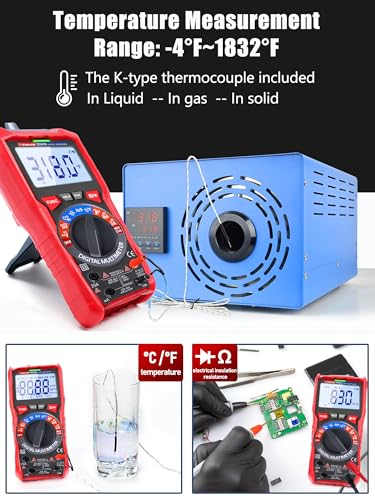 Image of Digital Multimeter TRMS 6000 Counting,with DC AC Voltmeter Ohm Volt Amp Meter Temperature Frequency NCV Measures Voltage Current Resistance Diode Continuity Capacitance, Home, Automotive Battery Test