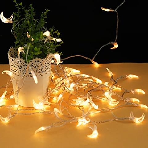 Ramadan Lichter Mond String Lichter,33ft 80 LED Mond Fee Lichter Eid Mond Lichter,2 Lichtmodi für Haus Garten Hochzeit Geburtstag Außen Innen Ramadan Party Cover