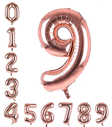 Image of AMFIN Number Foil Balloon - Rose Gold (9 Number)