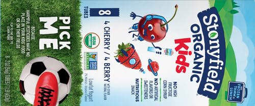 Miniatura 3 de Stonyfield Organic Tubos de yogur bajos en grasa de cereza y bayas para niños paquete variado 2 onzas 8 unidades - 1 yogur orgánico para niños sin