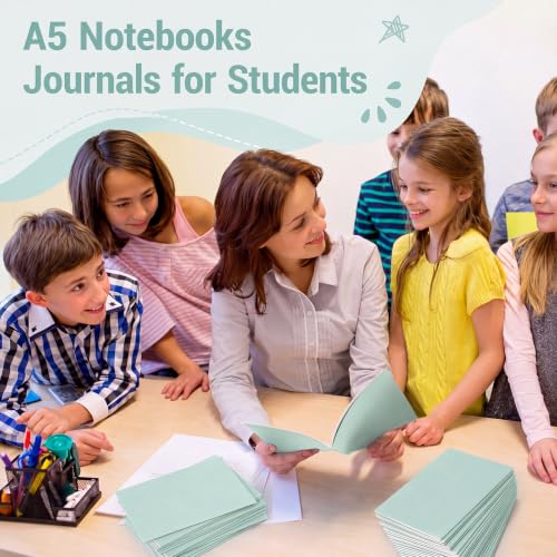 Image of 100 Pcs A5 Journals Notebooks Bulk,Sage Green,Lined | Kraft Softcover Small Notebooks 5.5 Inch x 8.3 Inch Notepads with 60 Page 30 Sheet for Writing Sketch Travel Office Supplies