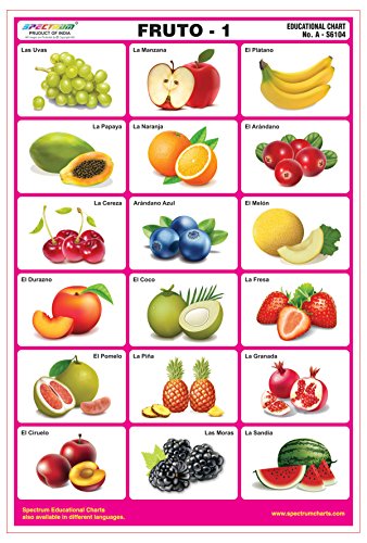 Spectrum Spanish Language Fruits-1 Pre-Primary Kids Learning Laminated Wall Chart Paper