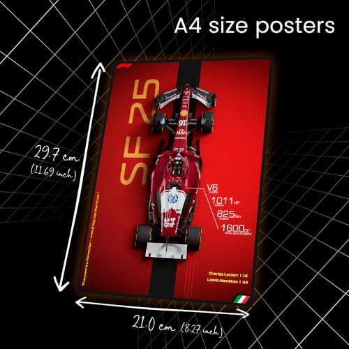 Image of Seagull Store F1 Formula One Posters - Pack of 6 | 8x12 inch (A4 Size) | 300 GSM Matte Laminated | Included Peel and Apply Tape on Back (now Providing free GlueDrops) | Self-Adhesive Posters | Wall Art for Bedroom, Living Room, Office, Garage Decor