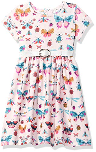 Image of Gubbarey Girl's Cotton Blend Fit and Flare Knee-Length Casual Dress (DRG2021 2020 Peach 7-8 Y)