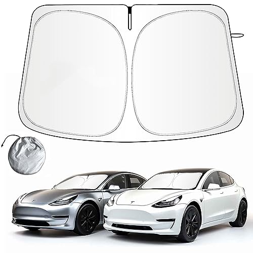 Sunshade for Car Windshield for Tesla Model 3/Y Custom Made, 240T Polyester Shield for Tesla Model 3 Sunshade, Car Interior for Tesla Model Y Sunshade, Summer accessories for 2016-2023 Tesla Model 3/Y