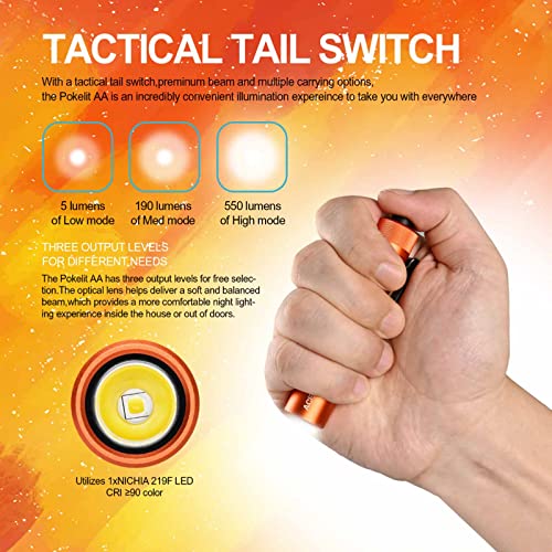 ACEBEAM Pokelit AA Mini Rechargeable Torch with Clip, Ultra Powerful LED Torch 550 High Lumens - Image 3
