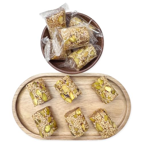 Image of NY Spice Shop Malban Araysseh with Sesame and Pistachios - 1 Pound Traditional Middle Eastern Nougat Candy with Chewy Malban Roasted Pistachios & Sesame Seeds - Individually Wrapped Mediterranean Sweet Treat