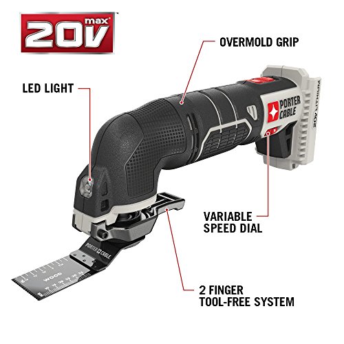 PORTER-CABLE 20V MAX Oscillating Tool with 11-Piece Accessories, Tool Only (PCC710B)