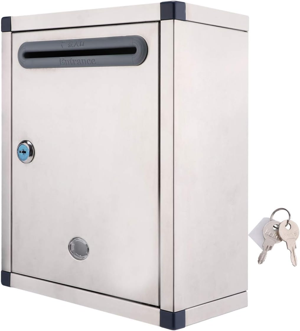 Locking Deposit Drop Box Indoor Outdoor Mailbox Wall Mount Locking