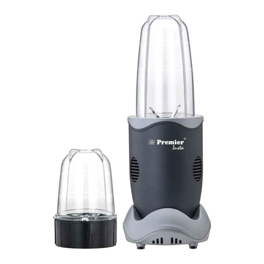 premier insta nutri 400w blender grey | juicer, mixer, grinder, blender & smoothie maker | 2 jars – 500ml multipurpose, 300ml dry grind | abs body | compact & lightweight | 2-year warranty