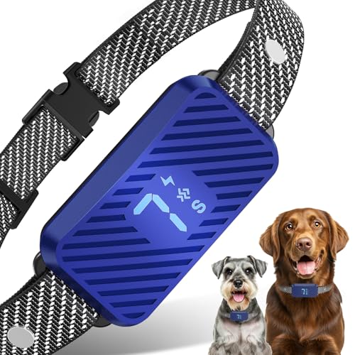 KJKZO Dog Bark Collar for Large Medium Small Dogs, Rechargeable No-Bark Collar, Smart Barking Collar, Effective Bark Collar with 7-Level Sensitivity, 3 Beep & Vibration Modes, Waterproof, Darkblue